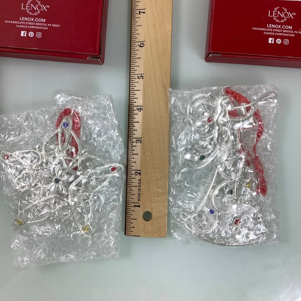Lenox Sparkle And Scroll Angel Star Wreath ornaments New open box - Picture 11 of 12